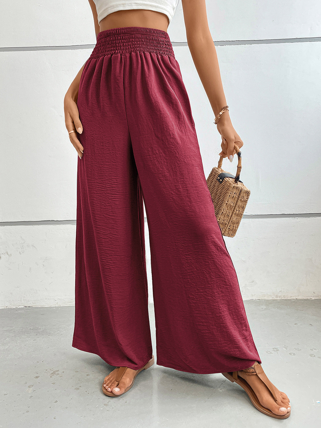 Perfee Wide Leg Pants with Pockets